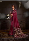 Maroon Colour Latest Collection Fancy Designer Party Wear Lycra seaquins Applique Work And Fur Sequins Western Stitched Sarees 21204